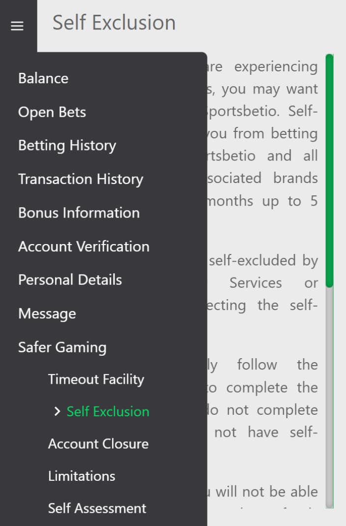Self Exclusion