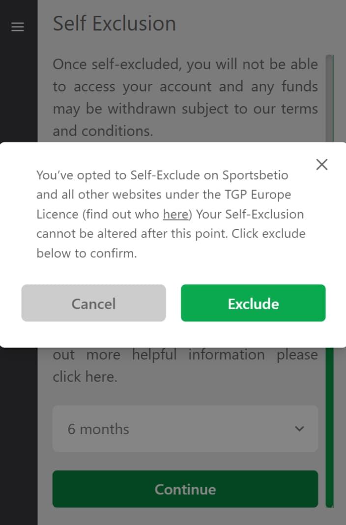 Self Exclusion
